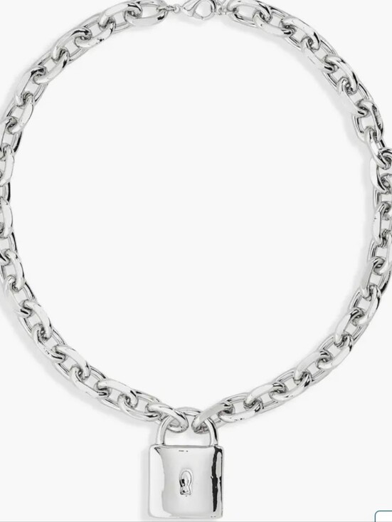 Jewelry - Chunky Chain Lock Pendant Necklace/ Bnwt/ Goldtone Or SILVERTONE